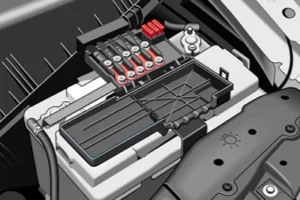 Seat Ibiza - Schema della scatola dei fusibili - vano motore sopra la batteria